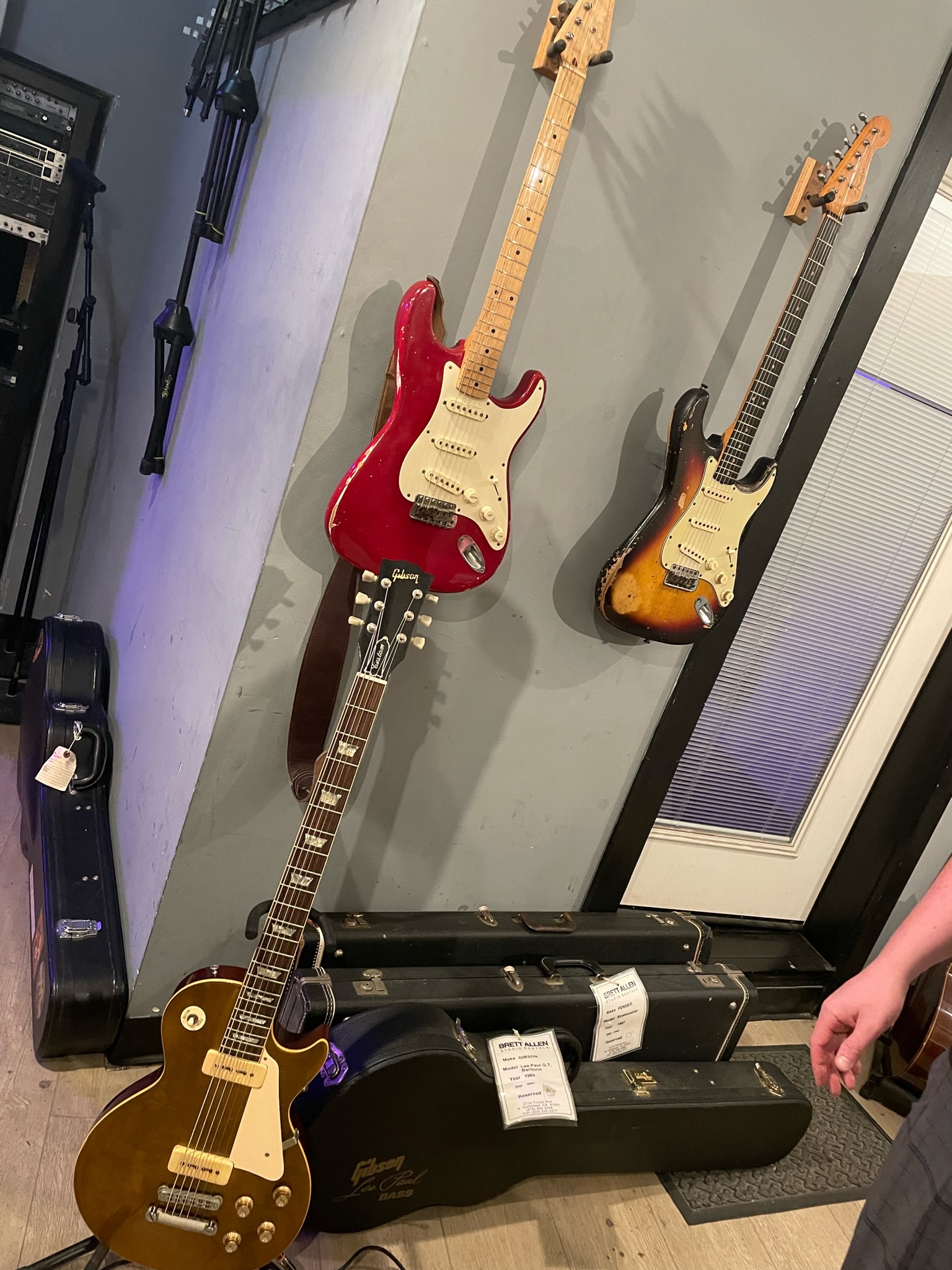 Studio lounge area with guitar